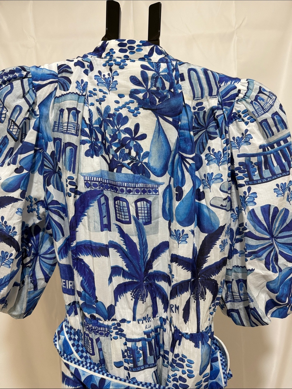 Farm Rio Blue Palm and Beach print Mini Dress - Picture 4 of 5